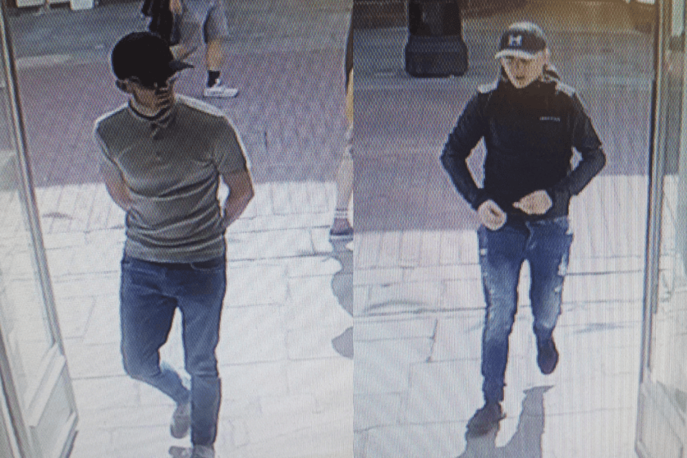 CCTV footage has been released showing two men after a Mappin & Webb stored in Chichester was robbed this weekend.