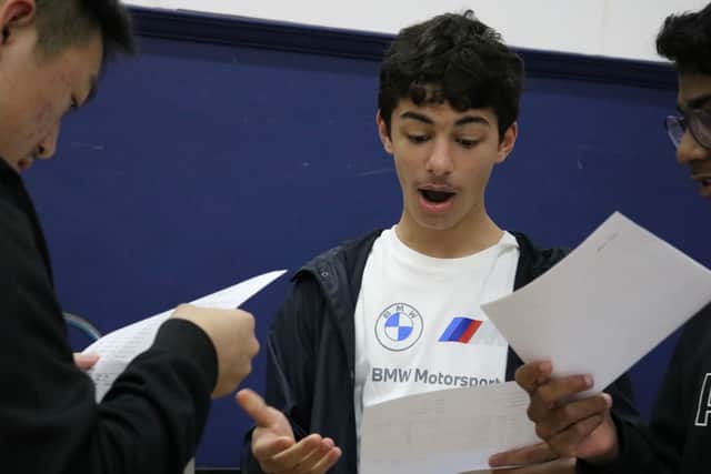 Danyar Ahmed, who was the Head Boy at The Portsmouth Academy, collecting his results