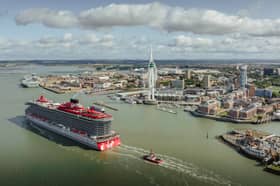 The luxury cruise liner was delayed by Storm Lillian but it was better late than never with the ship looking glorious travelling past the Spinnaker Tower.
