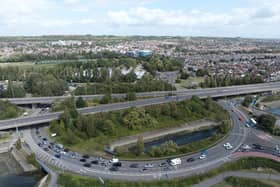 Traffic is being diverted off the A27 and M27 at the interchange at Hilsea. Picture: Marcin Jedrysiak