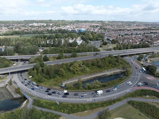 Traffic is being diverted off the A27 and M27 at the interchange at Hilsea. Picture: Marcin Jedrysiak