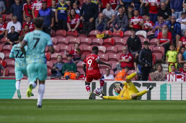 Will Norris produces a late stop as Pompey collect a hard-earned point at Middlesbrough. Picture: Jason Brown/ProSportsImages