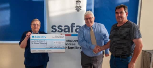 The Solent Overlord Military Club present the £10,000 donation to SSAFA, the Armed Forces charity.