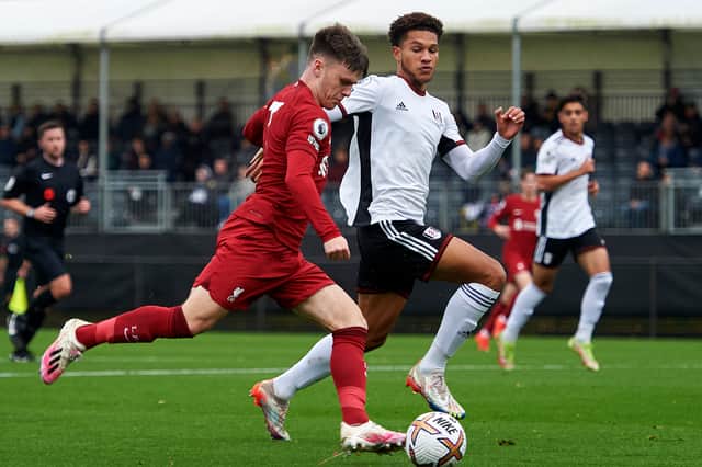 Ibane Bowat in action for Fulham Under-21s against Liverpool in November 2022. Picture: Nick Taylor/Liverpool FC/Liverpool FC via Getty Images
