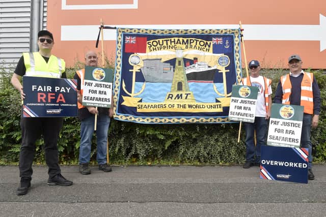 Talks have been held with the Ministry of Defence, but a pay offer has yet to be issued. 

Pictured is: (l-r) Martyn Gray, Olly Longden, Andy Rawlinson and Mark Brennan,are striking members in Wharf Road near Whale Island, Portsmouth, on September 3