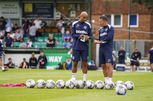 Jon Harley with first-team development coach Zesh Rehman. Picture: Jason Brown/ProSportsImages