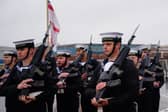 Royal Navy personnel serving aboard HMS Diamond were praised by the defence secretary during his visit to HMNB Portsmouth.