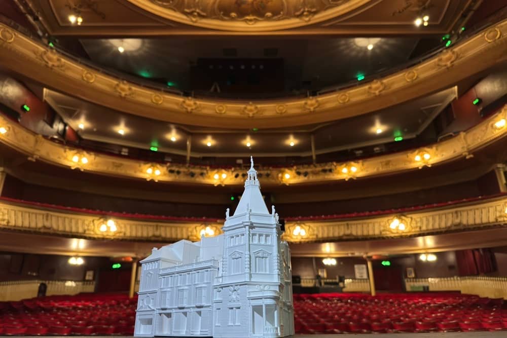 The model of the restored Kings Theatre in Southsea - on the stage of the Kings