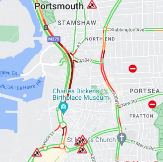 An incident is causing delays on the M275 into Portsmouth