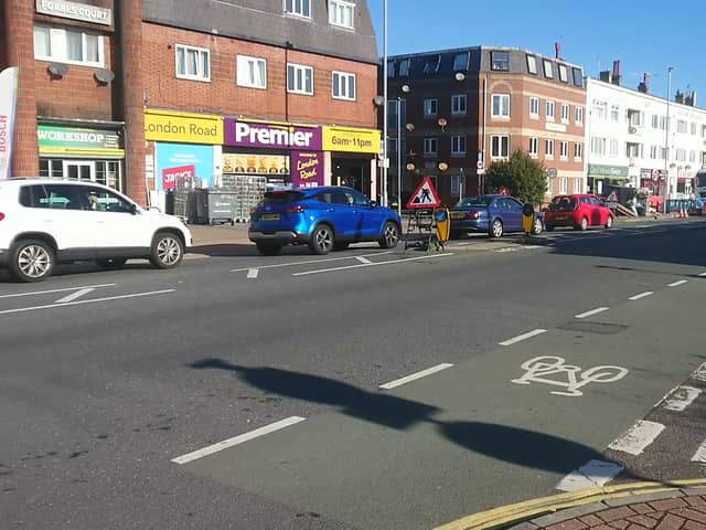 Roadworks are currently taking place in London Road, Hilsea, Portsmouth, to repair a bus shelter.