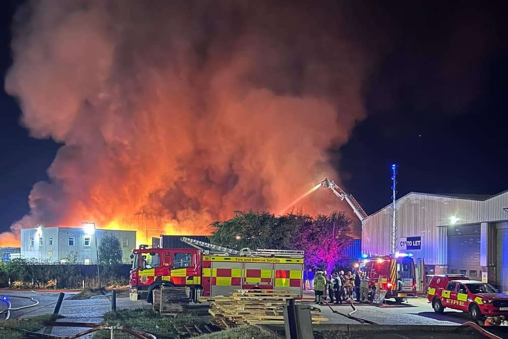 A fire at a recycling centre in Hovefields Avenue, Basildon. 