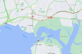 Severe delays reported on the A27 near Havant and Emsworth due to road closures.