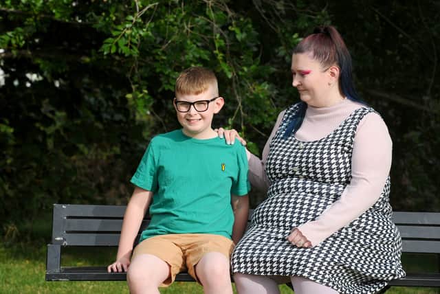 Ezra McCullough (9) with his mum Jazz McCullough who will be taking part in the walk with him.Picture: Sarah Standing (170924-6222)
