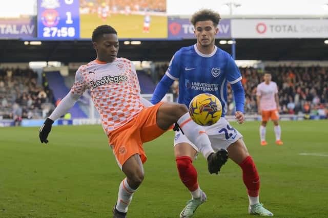 Josh Martin made his Pompey debut against Blackpool in November 2023. Picture: David Horton / CameraSport