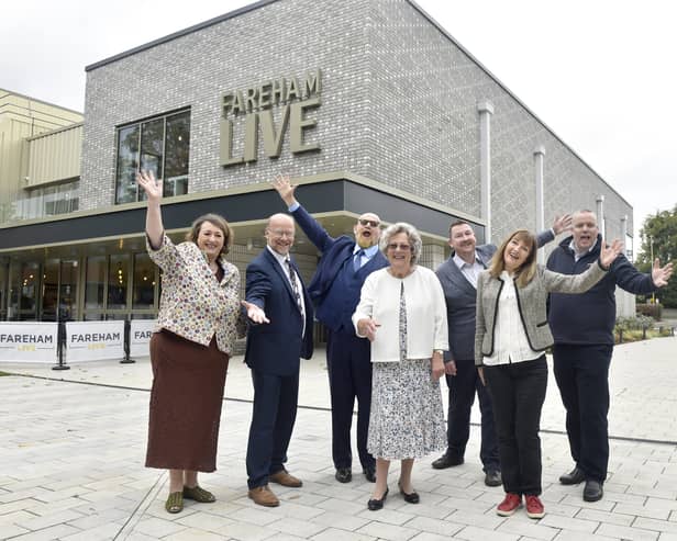 Pictured is: (l-r) Rosemary Squire, joint CEO Trafalgar Entertainment, Simon Martin, leader of Fareham Borough Council, Howard Panter, joint CEO and creative director Trafalgar Entertainment, cllr. Connie Hockley, Chris McGuigan, group commercial director Trafalgar Theatres, Helen Enright, CEO Trafalgar Theatres and Gavin Shuman, venue director Fareham Live Trafalgar Theatres.    
Picture: Sarah Standing (240924-2004)