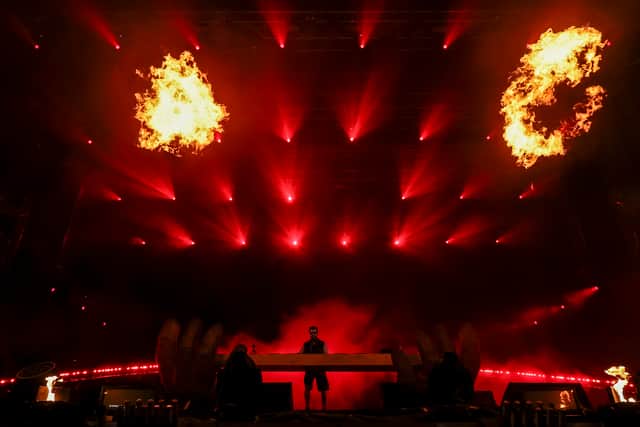 DJ Alok performs at Main Stage during the Exit Festival 2024 Day Three at Petrovaradin Fortress on July 12, 2024 in Novi Sad, Serbia. (Photo by 