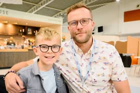 Archie Brown 11, of Fareham alongside his father Kevin. Archie has gone through surgery and has had most of a brain tumour removed. He was diagnosed with brain cancer, and has six weeks worth of radiotherapy ahead of him.