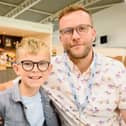 Archie Brown 11, of Fareham alongside his father Kevin. Archie has gone through surgery and has had most of a brain tumour removed. He was diagnosed with brain cancer, and has six weeks worth of radiotherapy ahead of him.