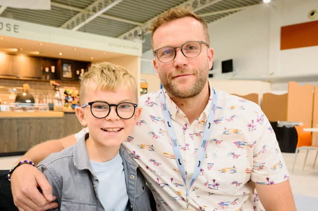 Archie Brown 11, of Fareham alongside his father Kevin. Archie has gone through surgery and has had most of a brain tumour removed. He was diagnosed with brain cancer, and has six weeks worth of radiotherapy ahead of him.