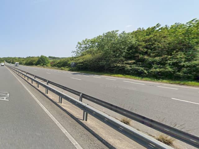 A motorbike rider has died in hospital after a collision involving a van on the A27.