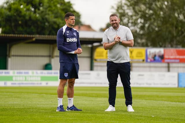 Pompey head coach John Mousinho and sporting director Rich Hughes were given new deals in September. Pic: Jason Brown/ProSportsImages