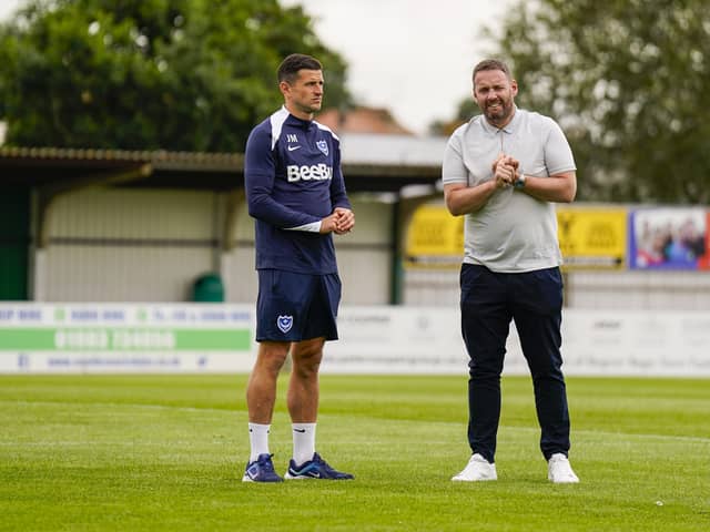 Pompey boss John Mousinho has given a revealing insight into his relationship with sporting director Rich Hughes. Pic: Jason Brown/ProSportsImages