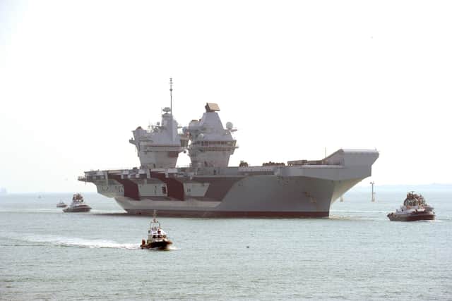HMS Prince of Wales will be going on a UK Carrier Strike Group deployment, where she is scheduled to leave Portsmouth on Saturday. Pictured is her returning home on September 20.