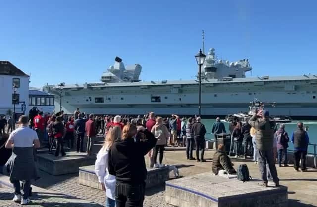 HMS Prince of Wales leaving Portsmouth