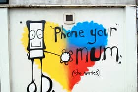 'Phone your mum' mural by My Dog Sighs in Henley Road, Southsea Portsmouth