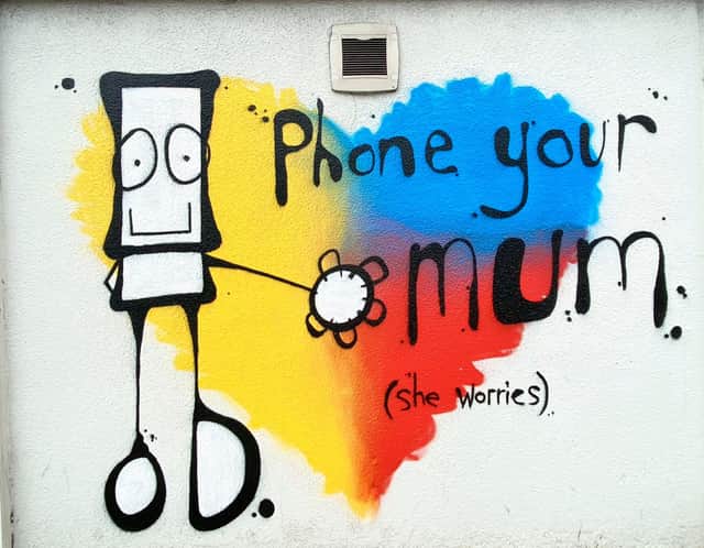 'Phone your mum' mural by My Dog Sighs in Henley Road, Southsea Portsmouth