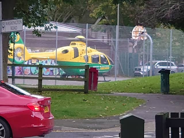 An air ambulance landed in Buckland Park as paramedics rushed to an incident in a nearby property