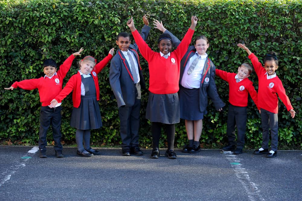Ark Ayrton Primary Academy in Portsmouth, has received a good Ofsted.Pictured is: (l-r) Arin, Isla, Lazarus, Alexia-Faith, Molly-Mai, Ronnie and Hiab.


Picture: Sarah Standing (011024-6848)