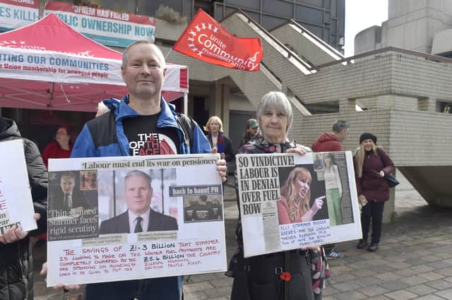 Members of Unite alongside other community organisations, held a rally in Guildhall Square, Portsmouth following the increase of the energy price cap