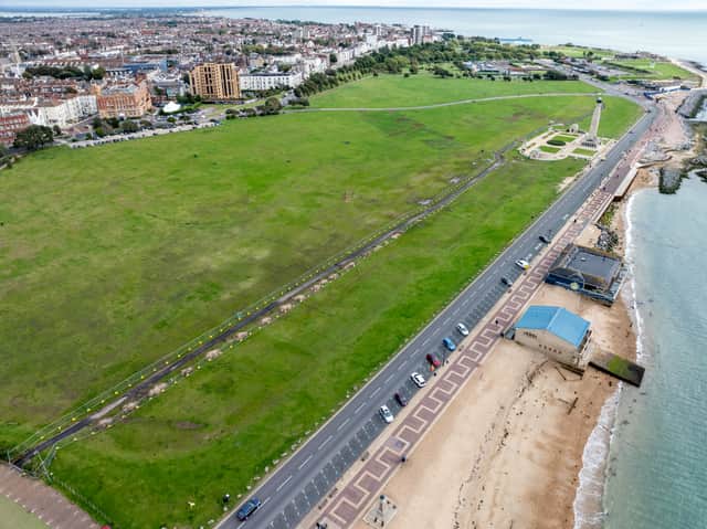 The new temporary footpath being created across Southsea Common. Picture: Marcin Jedrysiak