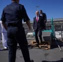 Defence Secretary John Healey arriving on board HMS Duncan, in the eastern Mediterranean, during a visit to Cyprus to meet troops as the government steps up efforts for a potential evacuation of Lebanon with the Middle East teetering on the brink of wider war.