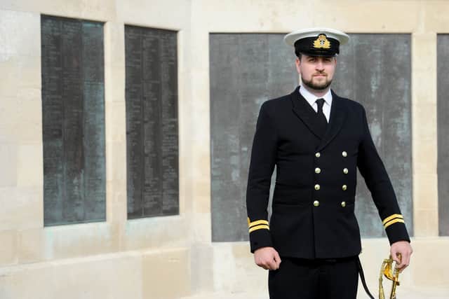 Lieutenant Daniel Mooney, guard officer for the Portsmouth Naval memorial parade.