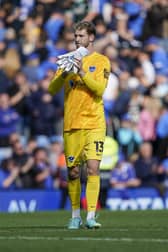 Pompey keeper Nicolas Schmid made his debut against Oxford United. Pic: Jason Brown/ProSportsImages