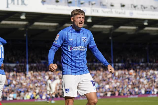 Elias Sorensen was part of a two-pronged attack against Oxford United as John Mousinho changed Pompey's playing system. Picture: Jason Brown/ProSportsImages