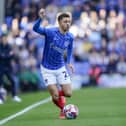 Pompey defender Jordan Williams is targeting a run in the side as he battles with Zak Swanson at right-back. Pic: Jason Brown/ProSportsImages