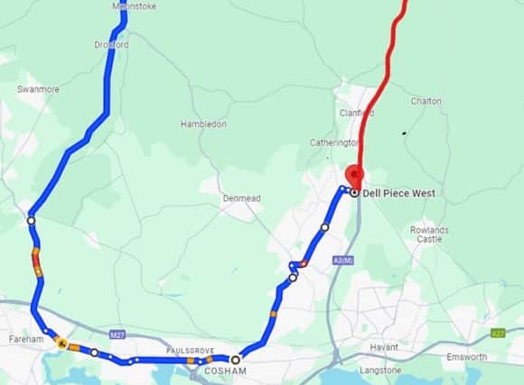 The diversion route as a result of the A3 closures