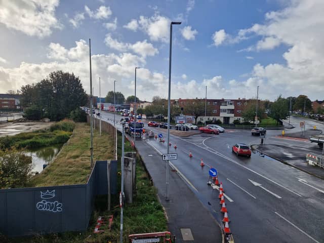 The lane closures at London Road in Hilsea, Portsmouth while SGN carry out an upgrade to the gasworks