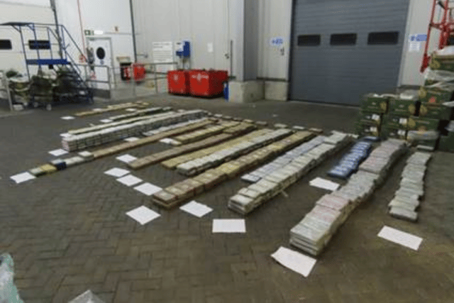 Packs of cocaine from one of the pallets seized by police.