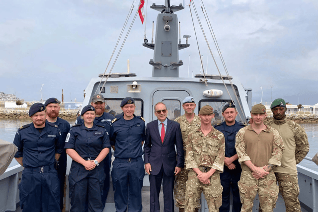 HMS Cutlass alongside Moroccan naval forces during an exercise off the coast of Tangier.