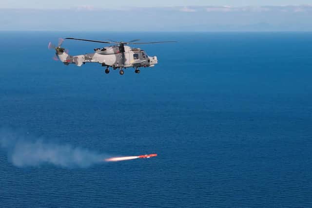 A Sea Venom missile was successfully fired from a Royal Navy wildcat helicopter for the first time. It is hoped the weapon can be used alongside UK Carrier Strike Groups to protect HMS Queen Elizabeth and HMS Prince of Wales.