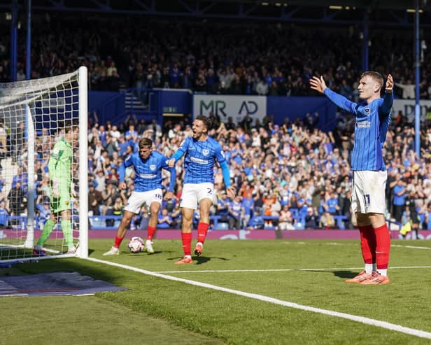 Pompey striker Mark O'Mahony has admitted he's never experienced anything like Fratton Park. Pic: Jason Brown/ProSportsImages