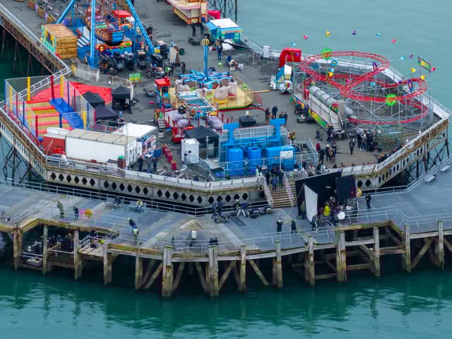 South Parade Pier has been transformed into a film set as A-listers including Ryan Gosling and Sandra Huller shoot scenes for Project Hail Mary. 

Picture: Marcin Jedrysiak 