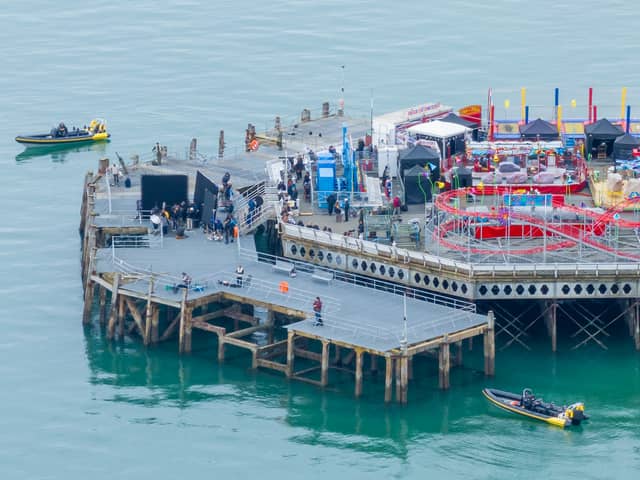 South Parade Pier has been transformed into a film set as A-listers including Ryan Gosling and Sandra Huller shoot scenes for Project Hail Mary. 

Picture: Marcin Jedrysiak 