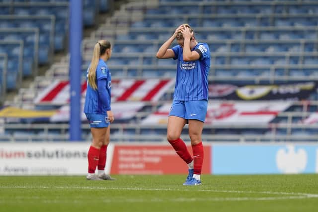 Agony for Pompey Women following a 5-0 hammering at the hands of Southampton. Picture: Jason Brown