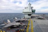 HMS Prince of Wales has assembled at the head of a UK Carrier Strike Group in the North Sea. Joined by HMS Dauntless, HMS Iron Duke and other warships, the Portsmouth-based aircraft carrier will be carrying out a major exercise in preparation for a deployment in 2025. Pictured is 809 NAS lightning jets on her flight deck.