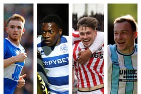From left to right: There's been varied fortunes for Marc Leonard, Karamoko Dembele, Luke Cundle and Geroge Edmundson after being linked with Pompey this summer.